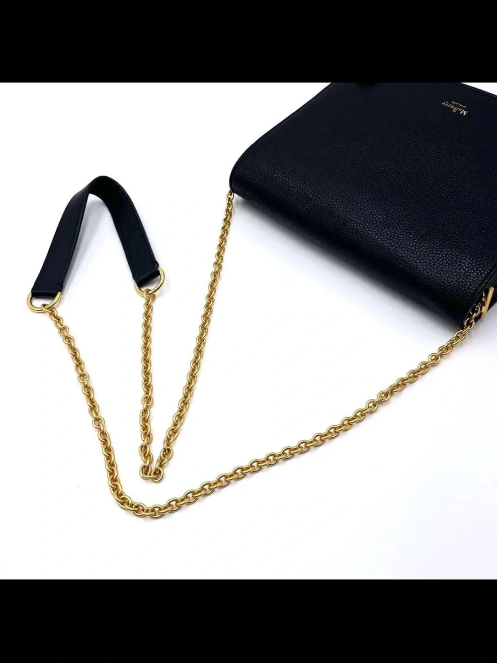 Mulberry Black Pebbled Leather Shoulder Bag with Gold Chain Strap